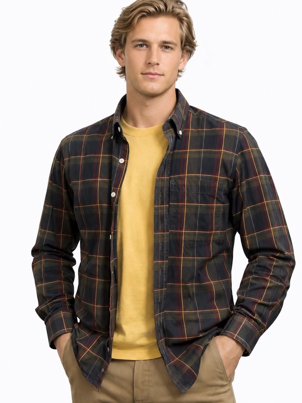 Vintage Viyella Men’s Multicolor Plaid Button-Down Shirt - made in Canada